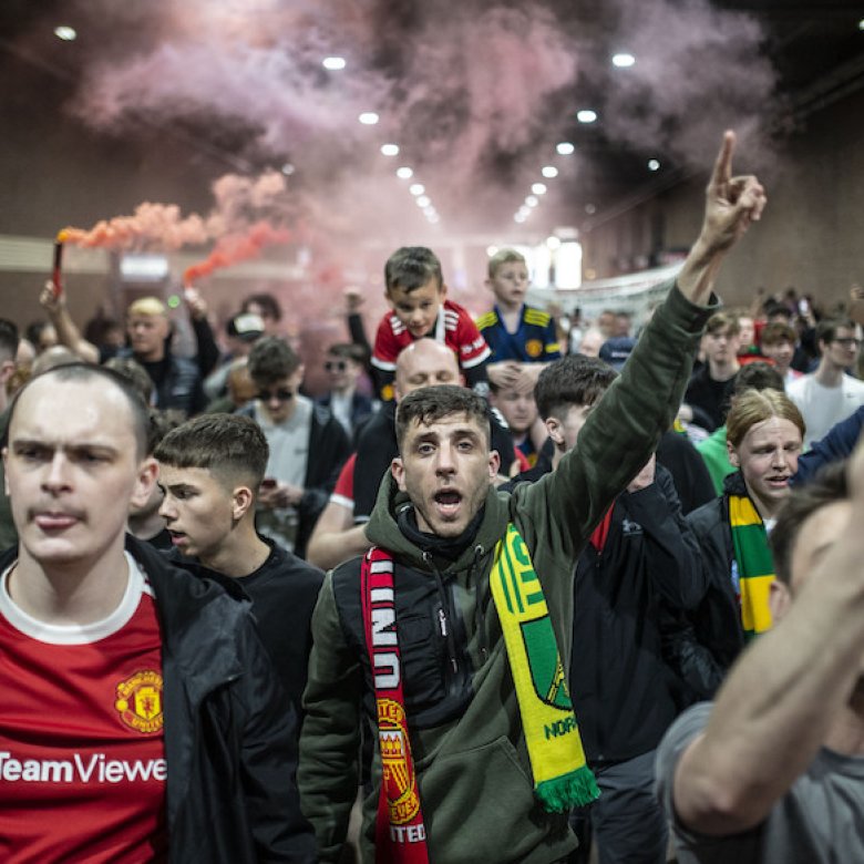 Manchester United Fans protest before a premier league game after the club’s proposed super league ventures. The fans are asking for the Glazer Family to sell the club.