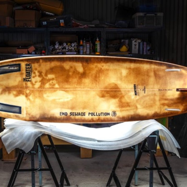 'The Floater' - a surfboard made from sewage for Surfers Against Sewage campaign