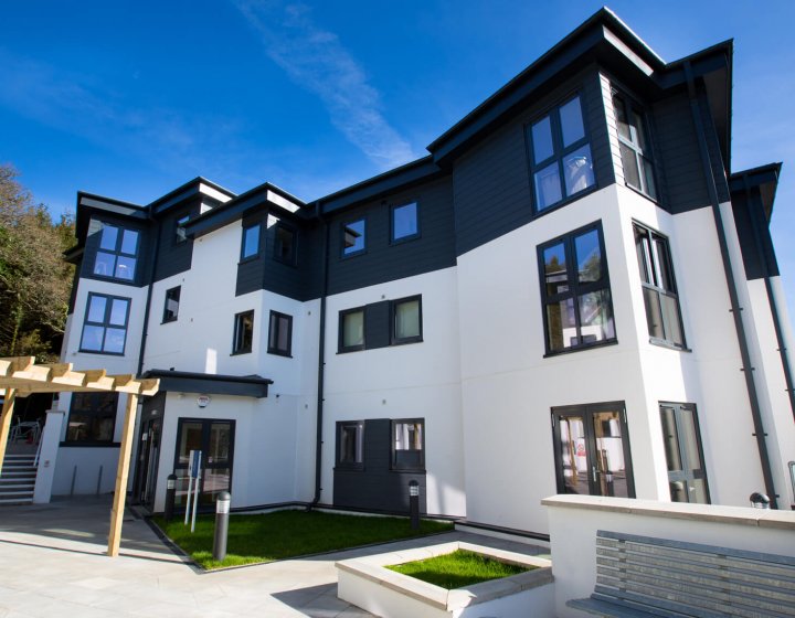 Exterior view of Packsaddle student accommodation at Falmouth University